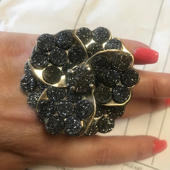 Custom made Boutique Drusy Quartz one of a kind custom ring - Picture 5 of 8